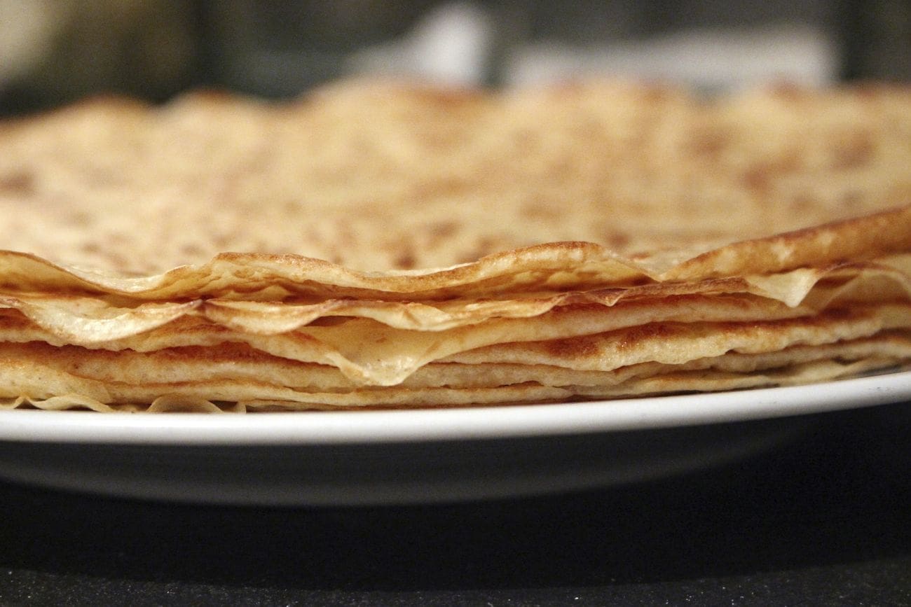 Close up British pancake layers