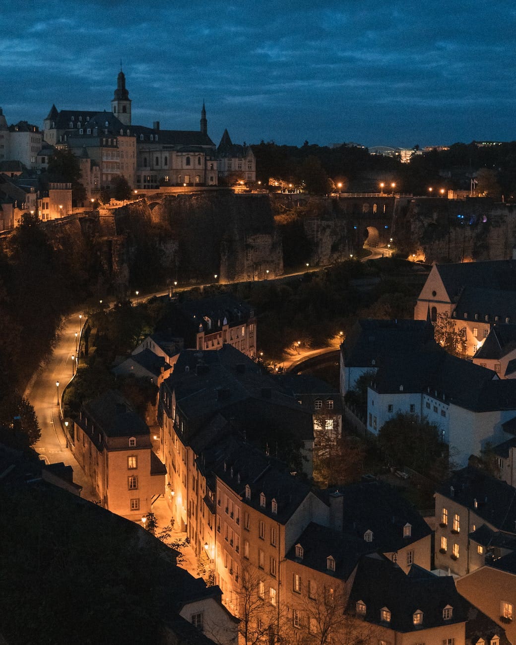 A view over Luxembourg City at Twilight