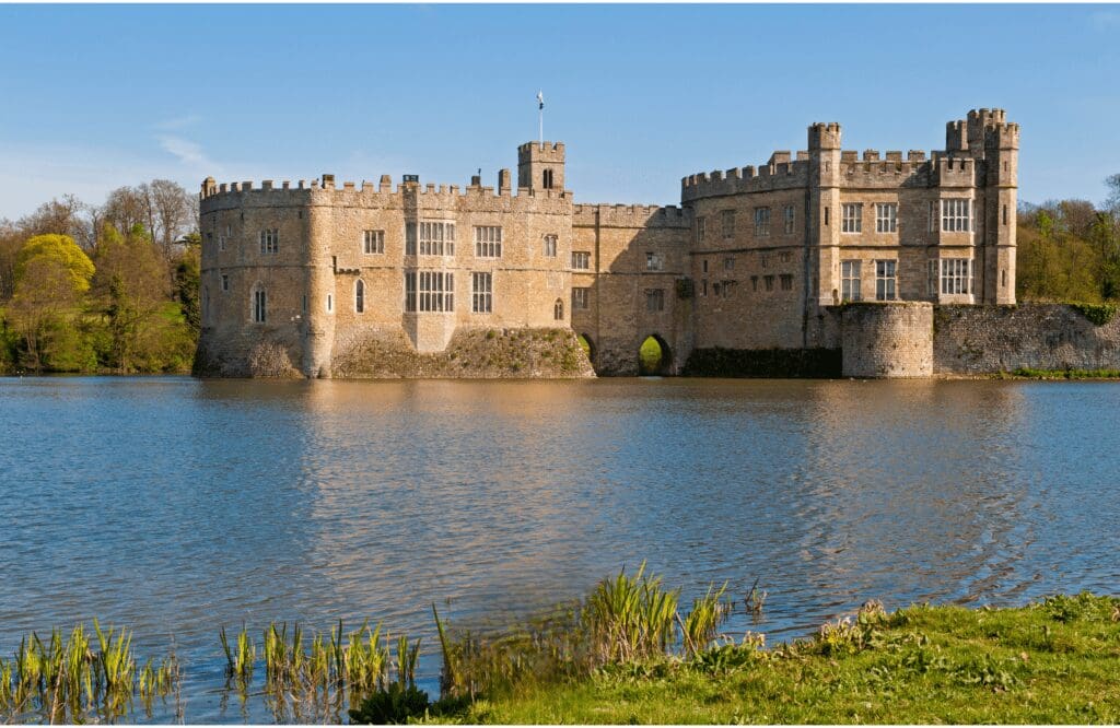 Leeds Castle in Kent overlooking a pond
