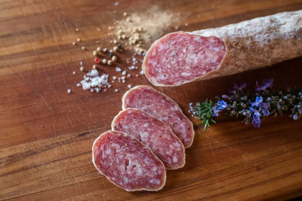 Dry Salami on a cutting board