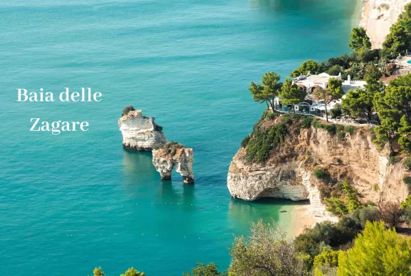 One of the best beaches in Puglia, Italy. Baia Delle Zagare with white sands and great white cliffs