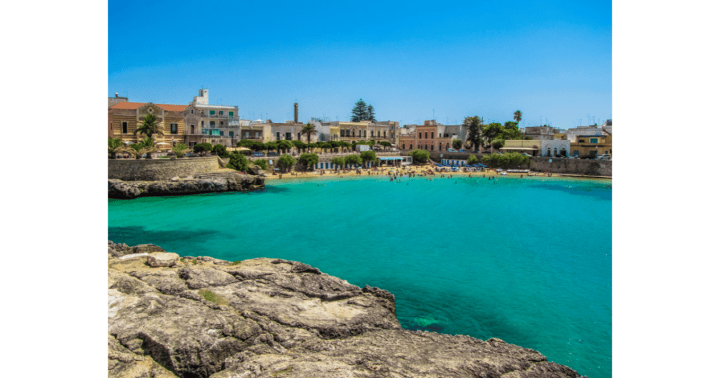 Santa Maria al Bagno Beach in Puglia. A quiet beach in the middle of town.